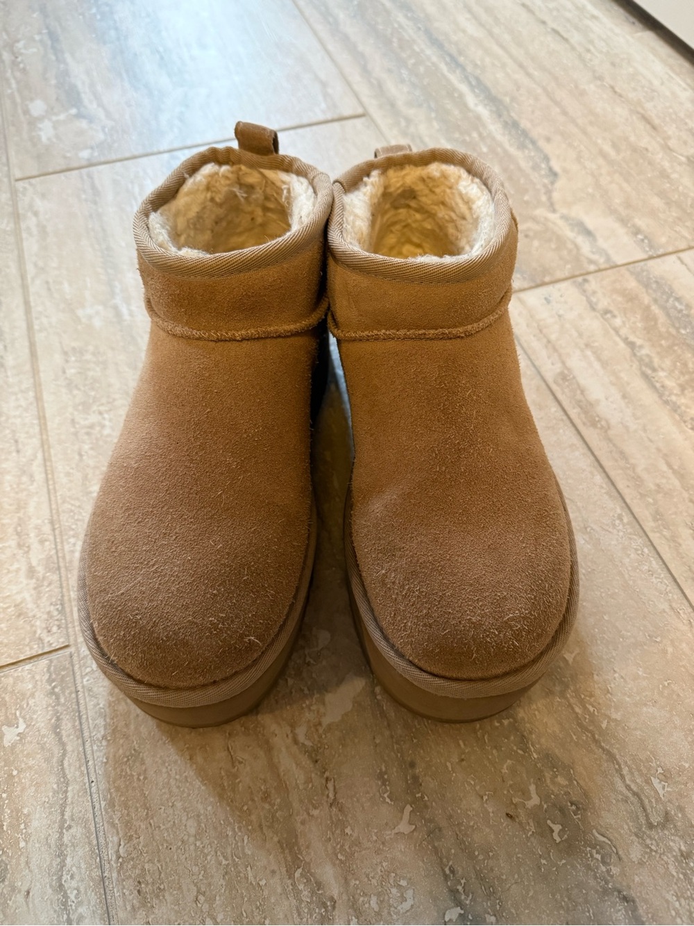 UGG Chestnut Suede Fleece-Lined Ankle Booties